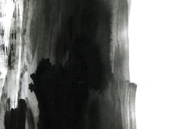 Soyut mürekkep arkaplanı. Mermer tarzı. Beyaz kağıda siyah boya dokusu. Ağ ve oyun tasarımı için duvar kağıdı. Grunge çamur sanatı. Kalem suyunun makro resmi. Koyu Smear