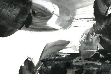 Soyut mürekkep arkaplanı. Mermer tarzı. Siyah ve beyaz boya dokusu. Ağ ve oyun tasarımı için duvar kağıdı. Grunge çamur sanatı. Makro alçı macunu görüntüsü. Boyalı alçının kara lekesi.