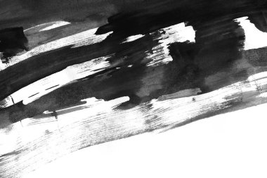 Soyut mürekkep arkaplanı. Mermer tarzı. Beyaz kağıda siyah boya dokusu. Ağ ve oyun tasarımı için duvar kağıdı. Grunge çamur sanatı. Kalem suyunun makro resmi. Koyu Smear