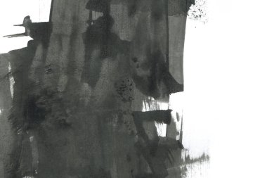 Soyut mürekkep arkaplanı. Mermer tarzı. Beyaz kağıda siyah boya dokusu. Ağ ve oyun tasarımı için duvar kağıdı. Grunge çamur sanatı. Kalem suyunun makro resmi. Koyu Smear