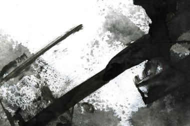 Soyut mürekkep arkaplanı. Mermer tarzı. Beyaz kağıda siyah boya dokusu. Ağ ve oyun tasarımı için duvar kağıdı. Grunge çamur sanatı. Kalem suyunun makro resmi. Koyu Smear