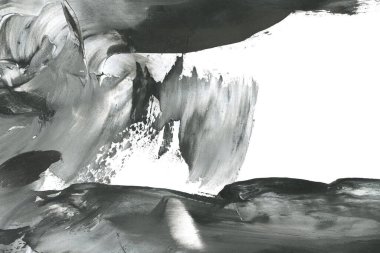 Soyut mürekkep arkaplanı. Mermer tarzı. Siyah ve beyaz boya dokusu. Ağ ve oyun tasarımı için duvar kağıdı. Grunge çamur sanatı. Makro alçı macunu görüntüsü. Boyalı alçının kara lekesi.