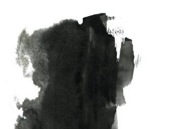 Soyut mürekkep arkaplanı. Mermer tarzı. Beyaz kağıda siyah boya dokusu. Ağ ve oyun tasarımı için duvar kağıdı. Grunge çamur sanatı. Kalem suyunun makro resmi. Koyu Smear