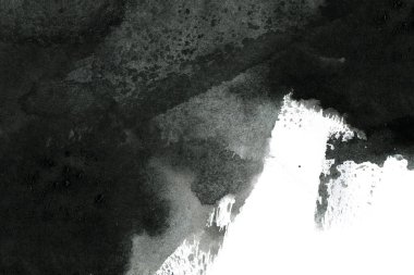 Soyut mürekkep arkaplanı. Mermer tarzı. Beyaz kağıda siyah boya dokusu. Ağ ve oyun tasarımı için duvar kağıdı. Grunge çamur sanatı. Kalem suyunun makro resmi. Koyu Smear