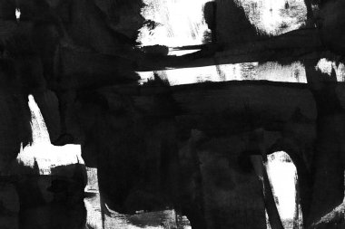 Soyut mürekkep arkaplanı. Mermer tarzı. Beyaz kağıda siyah boya dokusu. Ağ ve oyun tasarımı için duvar kağıdı. Grunge çamur sanatı. Kalem suyunun makro resmi. Koyu Smear