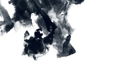 Soyut mürekkep arkaplanı. Mermer tarzı. Beyaz kağıda siyah boya dokusu. Ağ ve oyun tasarımı için duvar kağıdı. Grunge çamur sanatı. Kalem suyunun makro resmi. Koyu Smear