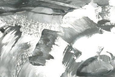 Soyut mürekkep arkaplanı. Mermer tarzı. Siyah ve beyaz boya dokusu. Ağ ve oyun tasarımı için duvar kağıdı. Grunge çamur sanatı. Makro alçı macunu görüntüsü. Boyalı alçının kara lekesi.