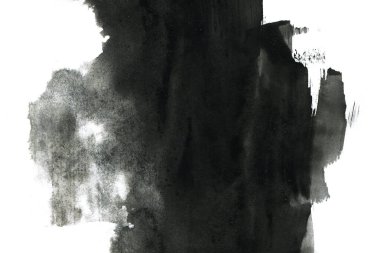 Soyut mürekkep arkaplanı. Mermer tarzı. Beyaz kağıda siyah boya dokusu. Ağ ve oyun tasarımı için duvar kağıdı. Grunge çamur sanatı. Kalem suyunun makro resmi. Koyu Smear