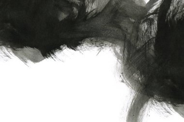 Soyut mürekkep arkaplanı. Mermer tarzı. Beyaz kağıda siyah boya dokusu. Ağ ve oyun tasarımı için duvar kağıdı. Grunge çamur sanatı. Kalem suyunun makro resmi. Koyu Smear