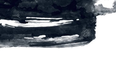 Soyut mürekkep arkaplanı. Mermer tarzı. Beyaz kağıda siyah boya dokusu. Ağ ve oyun tasarımı için duvar kağıdı. Grunge çamur sanatı. Kalem suyunun makro resmi. Koyu Smear