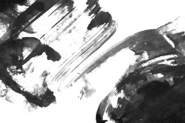 Soyut mürekkep arkaplanı. Mermer tarzı. Beyaz kağıda siyah boya dokusu. Ağ ve oyun tasarımı için duvar kağıdı. Grunge çamur sanatı. Kalem suyunun makro resmi. Koyu Smear