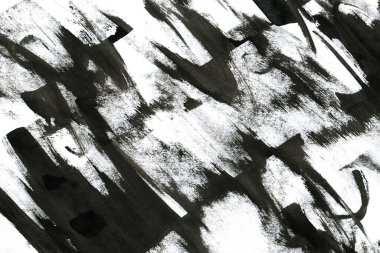 Soyut mürekkep arkaplanı. Mermer tarzı. Beyaz kağıda siyah boya dokusu. Ağ ve oyun tasarımı için duvar kağıdı. Grunge çamur sanatı. Kalem suyunun makro resmi. Koyu Smear