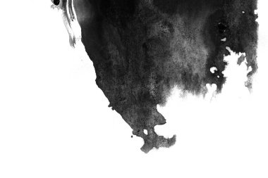 Soyut mürekkep arkaplanı. Mermer tarzı. Beyaz kağıda siyah boya dokusu. Ağ ve oyun tasarımı için duvar kağıdı. Grunge çamur sanatı. Kalem suyunun makro resmi. Koyu Smear