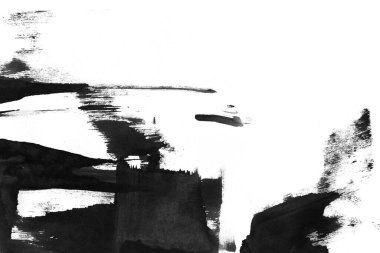 Soyut mürekkep arkaplanı. Mermer tarzı. Beyaz kağıda siyah boya dokusu. Ağ ve oyun tasarımı için duvar kağıdı. Grunge çamur sanatı. Kalem suyunun makro resmi. Koyu Smear