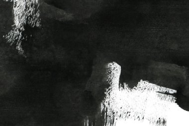 Soyut mürekkep arkaplanı. Mermer tarzı. Beyaz kağıda siyah boya dokusu. Ağ ve oyun tasarımı için duvar kağıdı. Grunge çamur sanatı. Kalem suyunun makro resmi. Koyu Smear