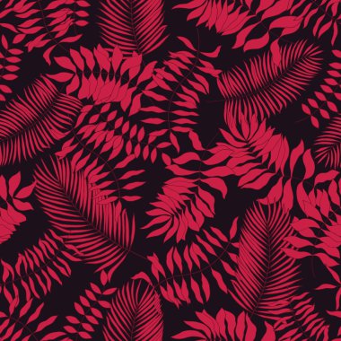 Tropikal yaprakları elle çizilmiş ile Seamless Modeli