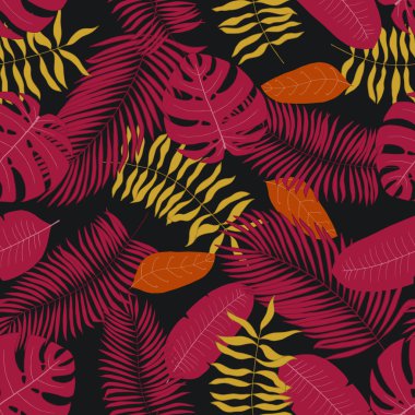 Tropikal yaprakları elle çizilmiş ile Seamless Modeli