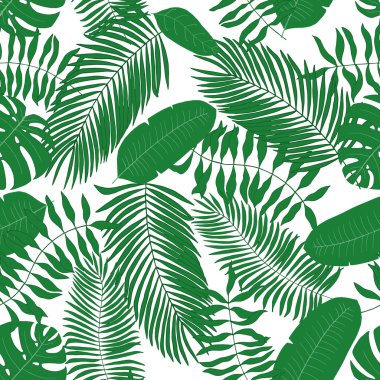 Tropikal yaprakları elle çizilmiş ile Seamless Modeli