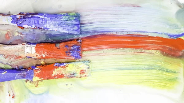 Renk ile eski kirli fırçalar — Stok fotoğraf