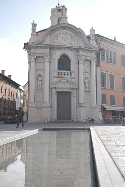 Reggio Emilia Church Christ Piazza Roversi Facade Sunny Days High — Stock Photo, Image