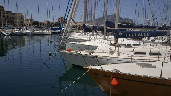 Boote Hafen Von Palermo Festgemacht Hochwertiges Foto — Stockfoto