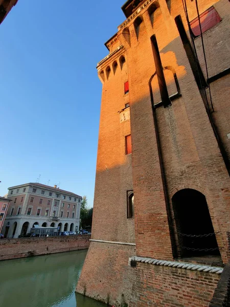 External Walls Moat Water Castle Ferrara High Quality Photo — Stock Photo, Image