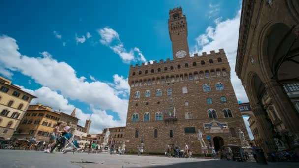 Time Lapse Van Piazza Della Signoria Palazzo Vecchio Florence Italië — Stockvideo