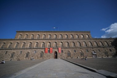 İtalya, Floransa 'daki Palazzo Pitti' nin ön manzarası. Yüksek kalite fotoğraf