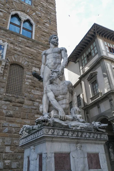 Statua Ercole Caco Baccio Bandinelli Davanti Palazzo Vecchio Piazza Della — Foto Stock