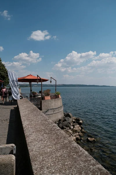 Панорама Озера Брачччччано Біля Риму Чудовий Сонячний День Фотографія Високої — стокове фото