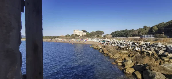 Vista Torre Nuova Desde Playa San Vincenzo Italia Foto Alta —  Fotos de Stock