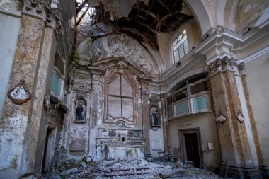 wing of the church of the hospital of L'Aquila in Abruzzo collapsed after the earthquake. High quality photo clipart