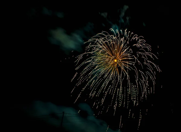 Beautiful Firework Black Sky Background High Quality Photo — Stock Photo, Image