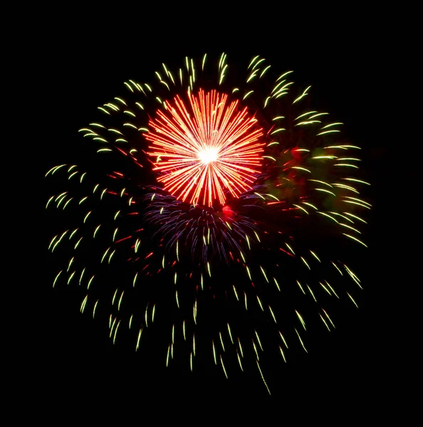 Bellissimi Fuochi Artificio Sfondo Cielo Nero Foto Alta Qualità — Foto Stock