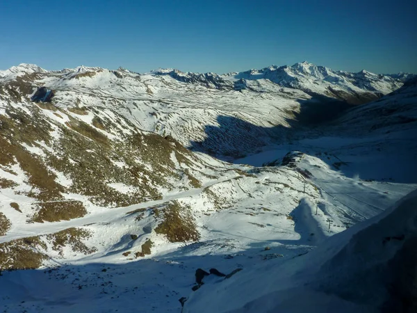 Vista Los Alpes Desde Teleférico Val Senales Día Soleado Foto — Foto de Stock