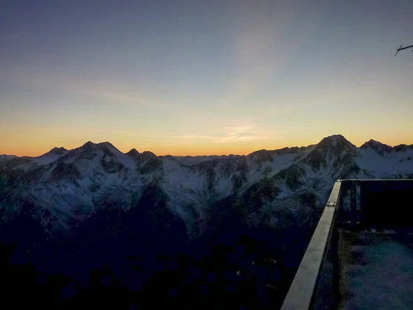 Panorama Pôr Sol Dos Alpes Val Senales Foto Alta Qualidade — Fotografia de Stock