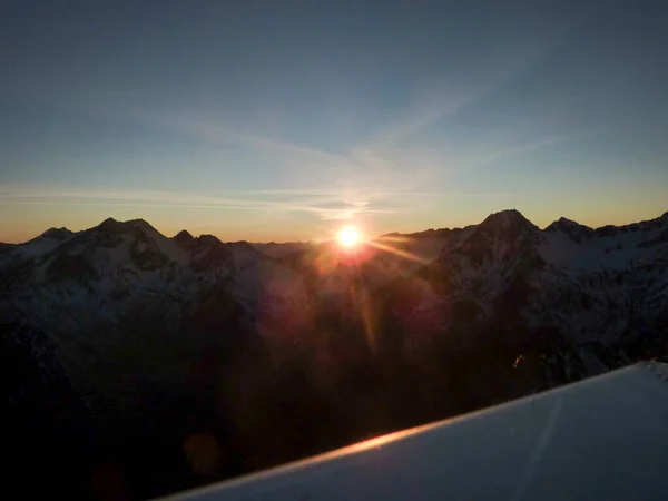 Panorama Pôr Sol Dos Alpes Val Senales Foto Alta Qualidade — Fotografia de Stock