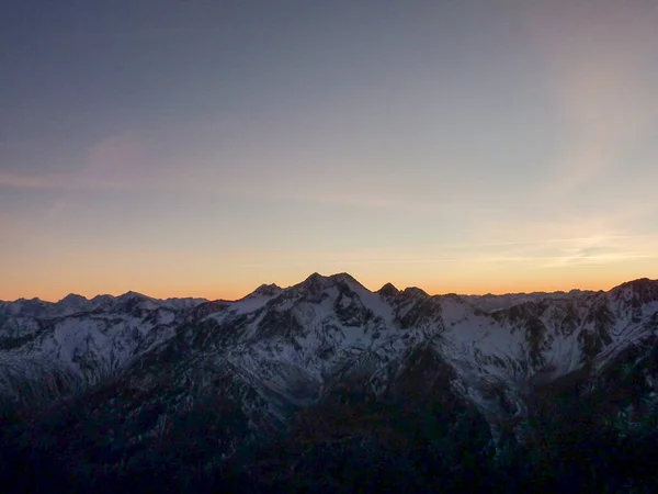 Panorama Pôr Sol Dos Alpes Val Senales Foto Alta Qualidade — Fotografia de Stock