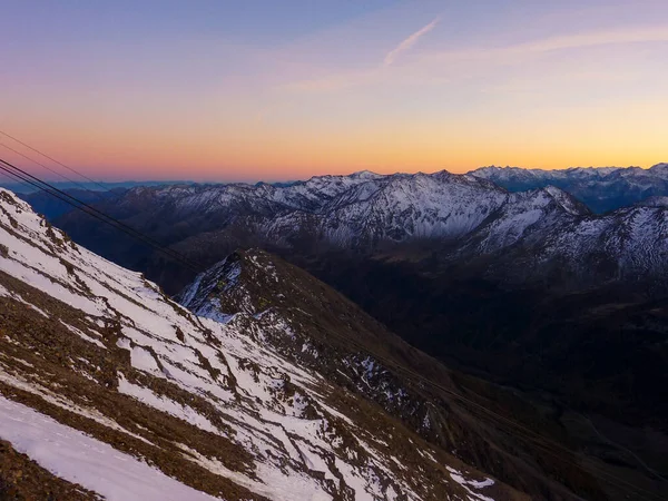 Panorama Pôr Sol Dos Alpes Val Senales Foto Alta Qualidade — Fotografia de Stock