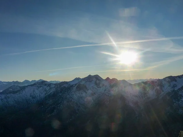 Sol Nascendo Dos Alpes Val Senales Foto Alta Qualidade — Fotografia de Stock