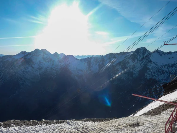 Teleférico Nos Alpes Val Senales Dia Ensolarado Foto Alta Qualidade — Fotografia de Stock