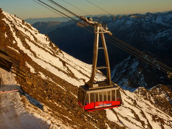 Cable Car Alps Val Senales Sunny Day High Quality Photo — Stock Photo, Image