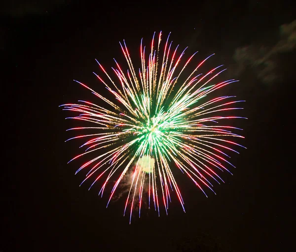 Fuochi Artificio Cielo Nero Isolato Foto Alta Qualità — Foto Stock