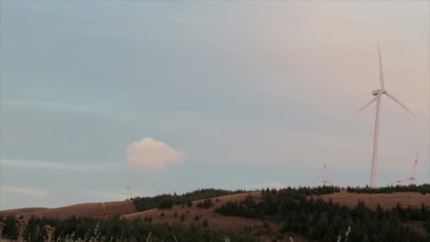 Wind Farm Wind Turbines Mountains Abruzzo Italy — Stock Video