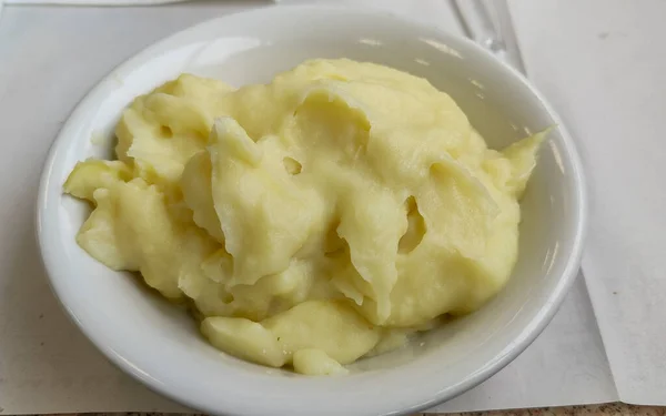 Mashed Potatoes White Plate High Quality Photo — Stock Photo, Image