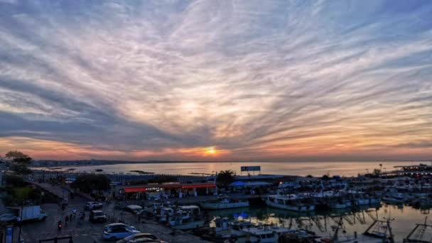 Nuvens Movimento Rápido Pôr Sol Sobre Cattolica Itália — Vídeo de Stock