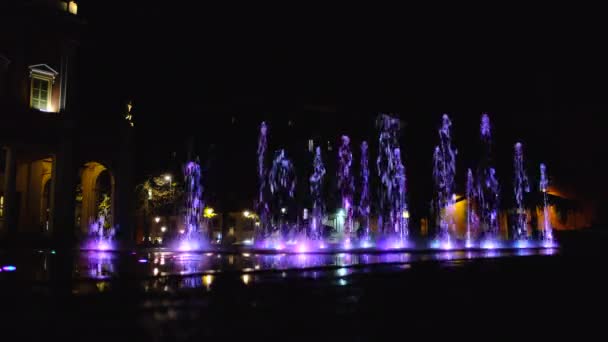 Fuente Luminosa Plaza Victoria Reggio Emilia Italia — Vídeos de Stock