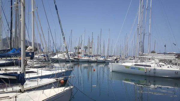 Barcos Atracados Porto Palermo Foto Alta Qualidade — Fotografia de Stock