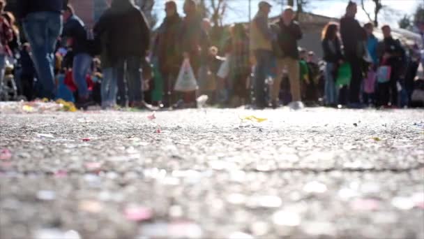 Colorful Carnival Confetti Passing Ground — Stock Video