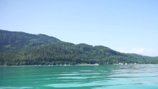 Lake Worthersee Prtschach Wrther See Klagenfurth Oostenrijk Hoge Kwaliteit Beeldmateriaal — Stockvideo